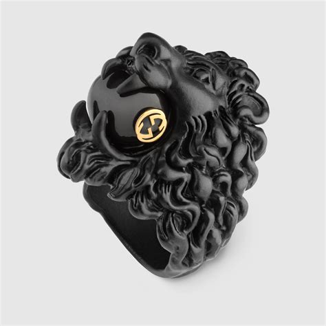 gucci ring with lion head|gucci lion ring with pearl.